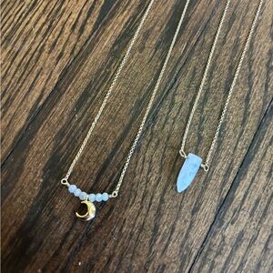 Moon and Crystal Stackable Pendant Necklace Set